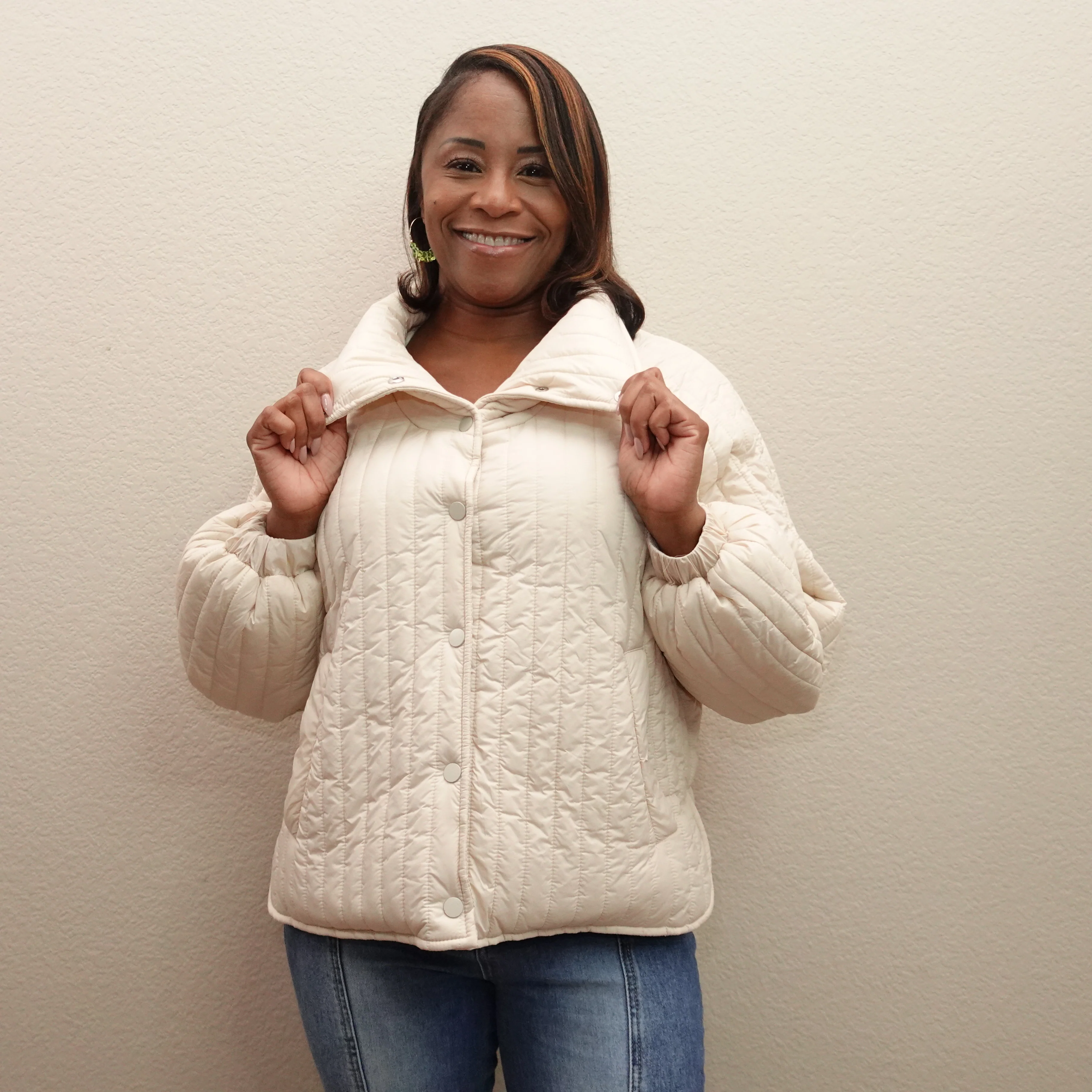 Cream Quilted Jacket