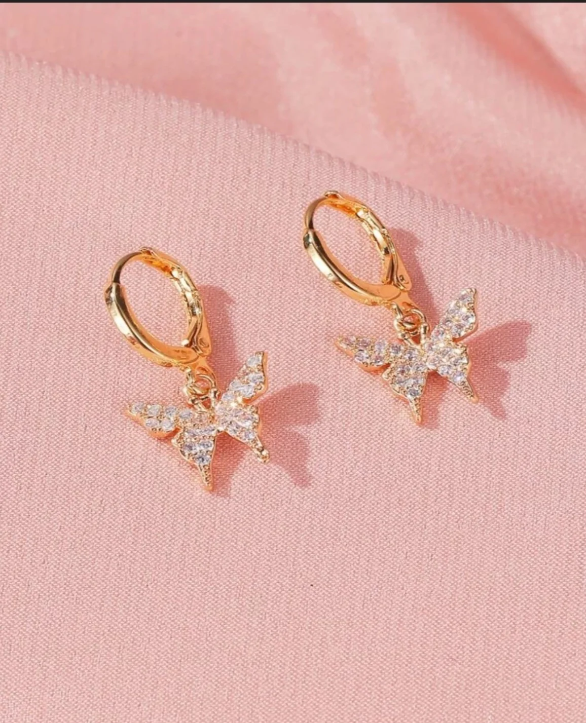 Rhinestone Butterfly Round Drop Earrings