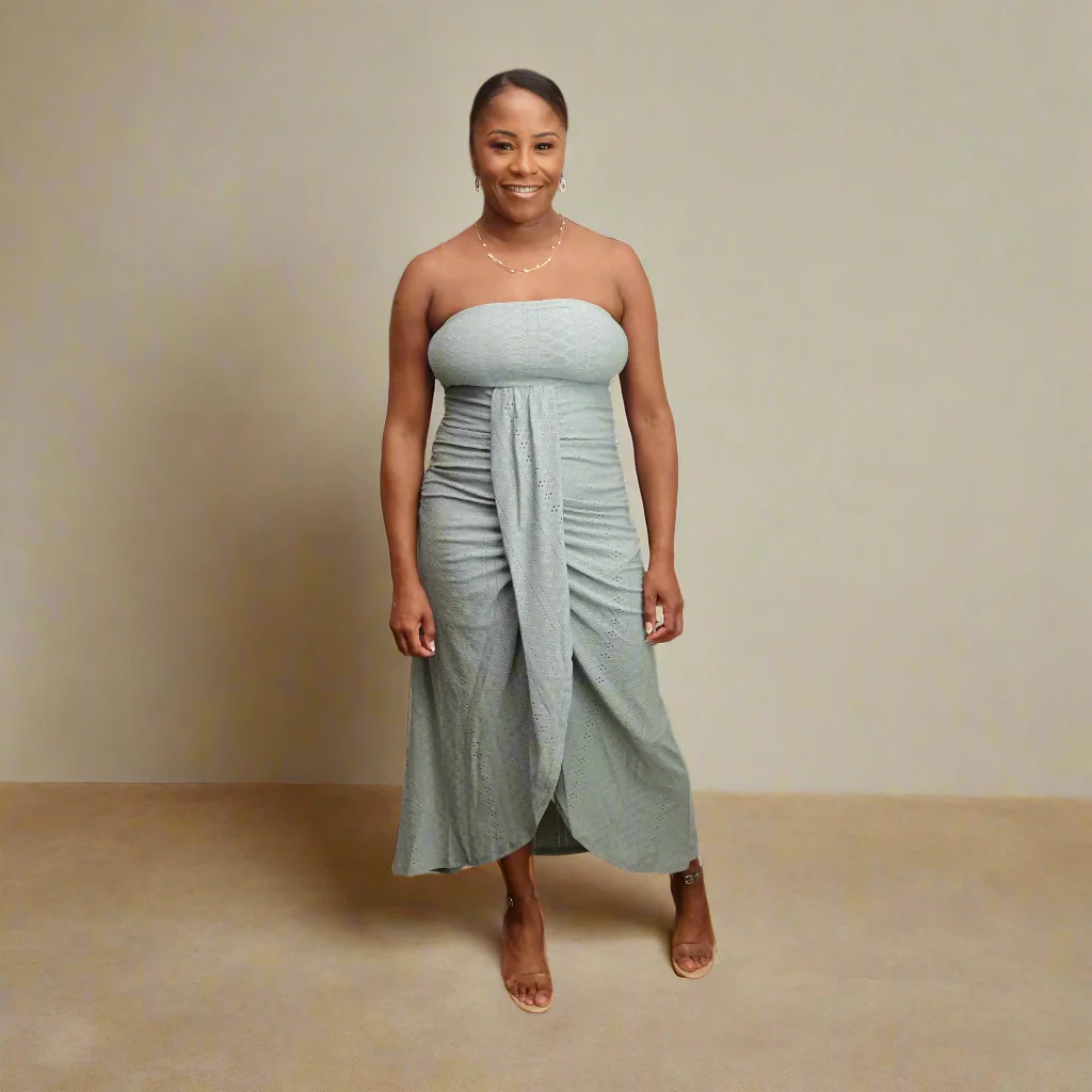 Strapless Jacquard Waist Dress