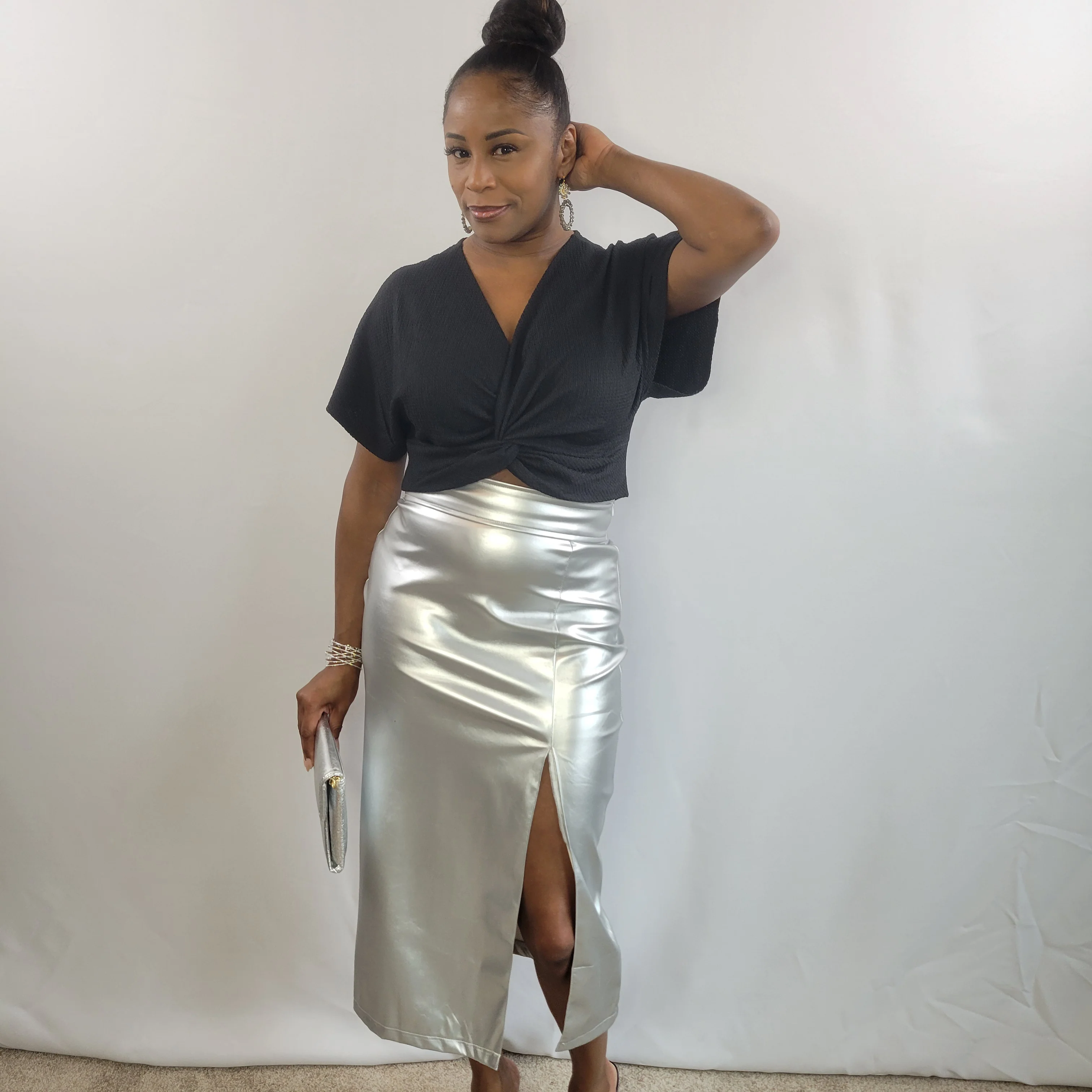Metallic Midi Skirt