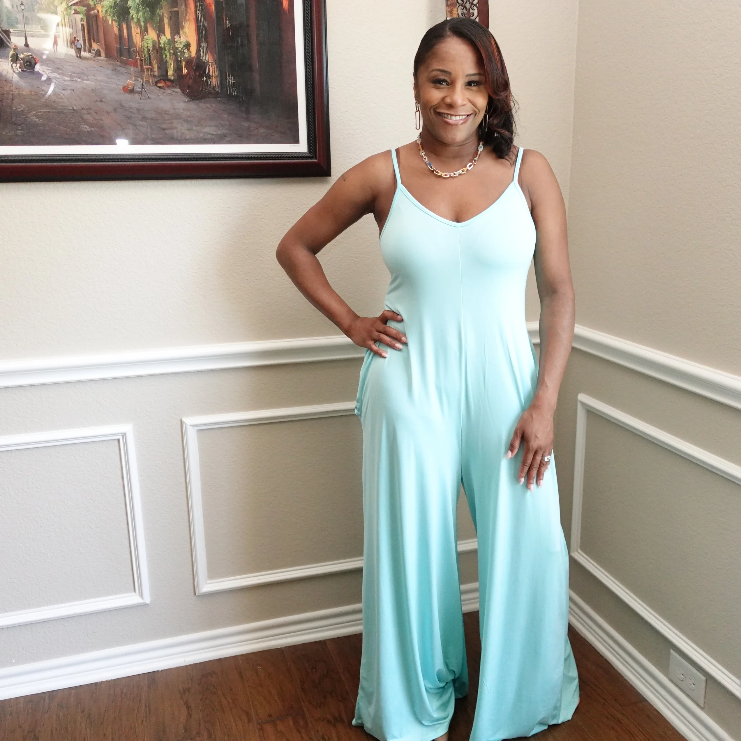 Spaghetti Strap Wide Leg Jumpsuit